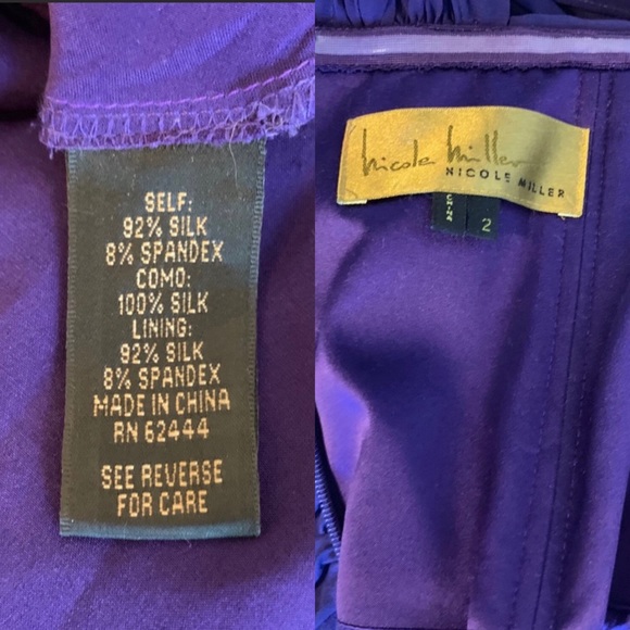 SOLD Nicole Miller Strapless Purple Ombré Silk Gown - Picture 10 of 10